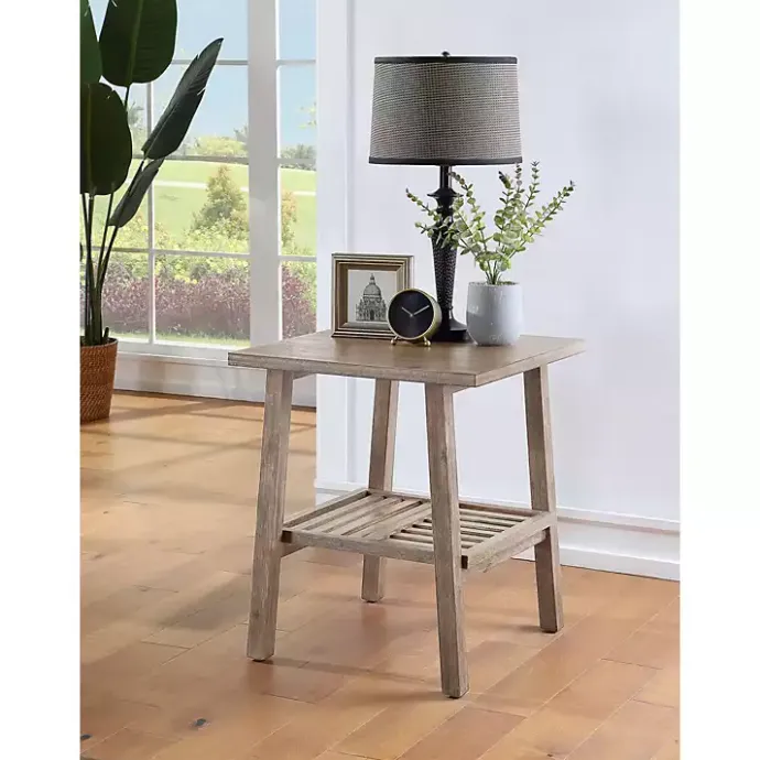 Discount Kirklands Home Wire Brushed Natural Accent Table Tan