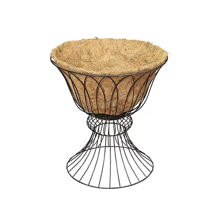 Clearance Kirklands Home Wire Hourglass Planter with Coco Mat Liner Black