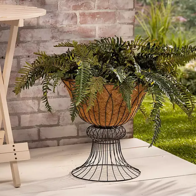 Clearance Kirklands Home Wire Hourglass Planter with Coco Mat Liner Black