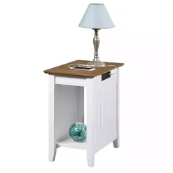Kirklands Home Wood & Two-Tone Charging Open Accent Table White