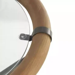 Outlet Kirklands Home Wood and Glass Round Tripod Accent Table Brown