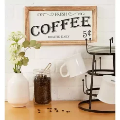 Discount Kirklands Home Wood and Metal Coffee Framed Plaque White