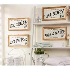 Discount Kirklands Home Wood and Metal Coffee Framed Plaque White
