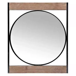 Sale Kirklands Home Wood and Metal Framed Round Industrial Mirror