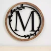 Hot Kirklands Home Wood and Metal Laurel Monogram M Plaque