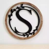 Clearance Kirklands Home Wood and Metal Laurel Monogram S Plaque