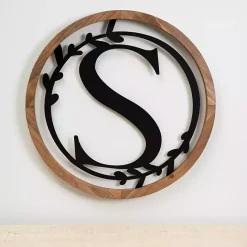 Clearance Kirklands Home Wood and Metal Laurel Monogram S Plaque
