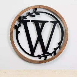 Clearance Kirklands Home Wood and Metal Laurel Monogram W Plaque