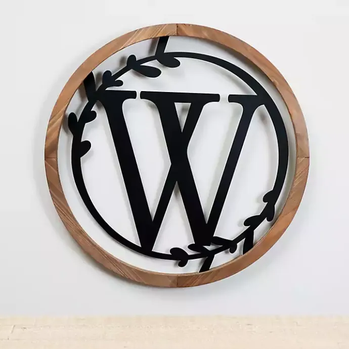 Clearance Kirklands Home Wood and Metal Laurel Monogram W Plaque