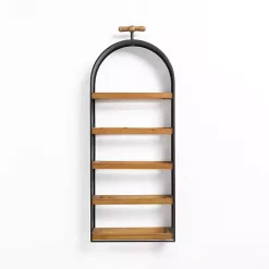 Kirklands Home Wood and Metal 5-Tier Wine Bottle Wall Shelf