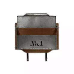 Hot Kirklands Home Wood and Metal Wall Storage Mail Box with Hooks
