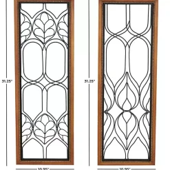 New Kirklands Home Wood and Metal Wire Wall Plaques, Set of 2