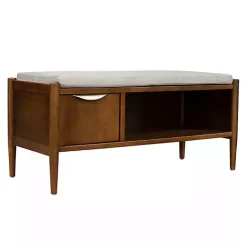 Best Kirklands Home Wood Arcadia Storage Bench with Cushion White