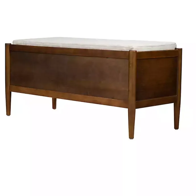 Best Kirklands Home Wood Arcadia Storage Bench with Cushion White