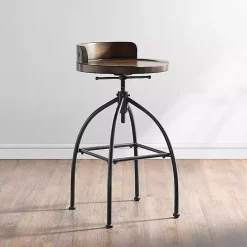 Clearance Kirklands Home Wood Edgar Industrial Adjustable Stool Brown
