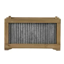 Hot Kirklands Home Wood Planters with Galvanized Sides, Set of 2