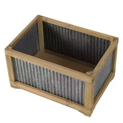 Hot Kirklands Home Wood Planters with Galvanized Sides, Set of 2