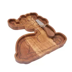 Hot Kirklands Home Wood Reindeer Serving Board with Spreader Brown