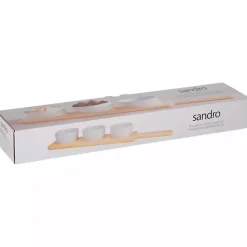 Clearance Kirklands Home Wood Serving Tray with White Ceramic Bowls
