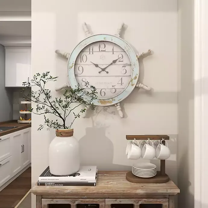 Discount Kirklands Home Wood Ship Wheel Wall Clock
