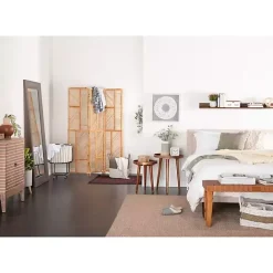Clearance Kirklands Home Woven Leather Textured Wood Bench Brown