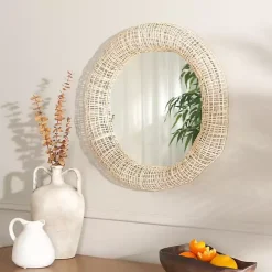 Discount Kirklands Home Woven Natural Cane Round Alia Wall Mirror