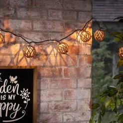 Clearance Kirklands Home Woven Rattan Bulb Outdoor String Lights Brown