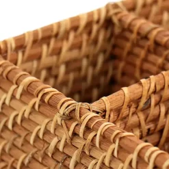 New Kirklands Home Woven Rattan Martha Stewart Flatware Caddy Brown
