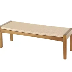 Hot Kirklands Home Woven Rope and Birch Wood Bench Tan
