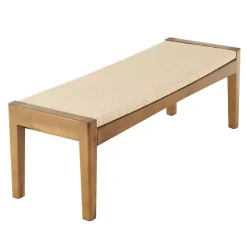 Hot Kirklands Home Woven Rope and Birch Wood Bench Tan
