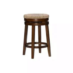 Best Kirklands Home Woven Seagrass Walnut Wood Swivel Counter Stool Tan