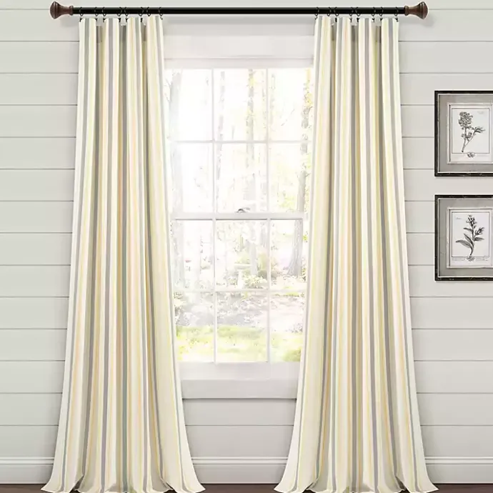 Hot Kirklands Home Yellow & Gray Farmhouse Curtain Panel Set, 95 in.