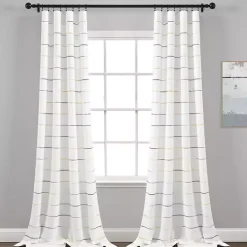 Online Kirklands Home Yellow and Gray Stripe Curtain Panel Set, 84 in.