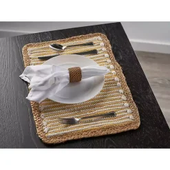 Kirklands Home Yellow and White Striped Placemats, Set of 4