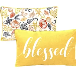 Online Kirklands Home Yellow Blessed Outdoor Lumbar Pillow