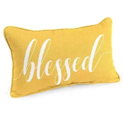 Online Kirklands Home Yellow Blessed Outdoor Lumbar Pillow