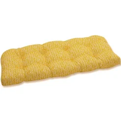 Clearance Kirklands Home Herringbone Tufted Outdoor Settee Cushion Yellow