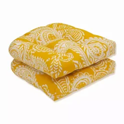 Hot Kirklands Home Yellow Paisley Outdoor Seat Cushions, Set of 2