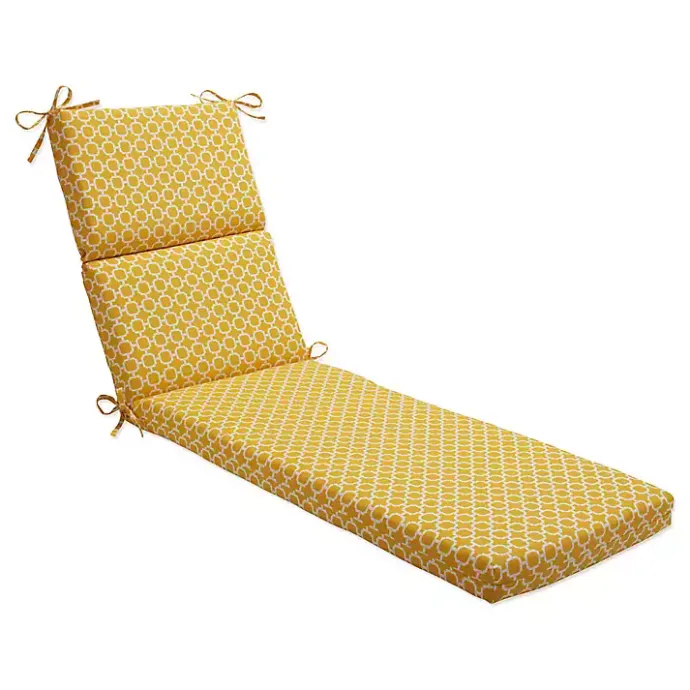 Kirklands Home Pattern Outdoor Chaise Cushion Yellow