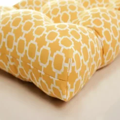 New Kirklands Home Pattern Rounded Outdoor Settee Cushion Yellow