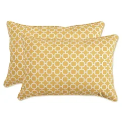 Kirklands Home Pattern XL Outdoor Lumbar Pillows, Set of 2 Yellow