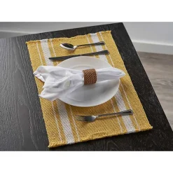 Discount Kirklands Home Striped Fringe Placemats, Set of 4 Yellow