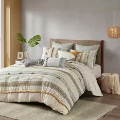 Sale Kirklands Home Yellow Striped Pom Pom 3-pc. Full/Queen Duvet Set